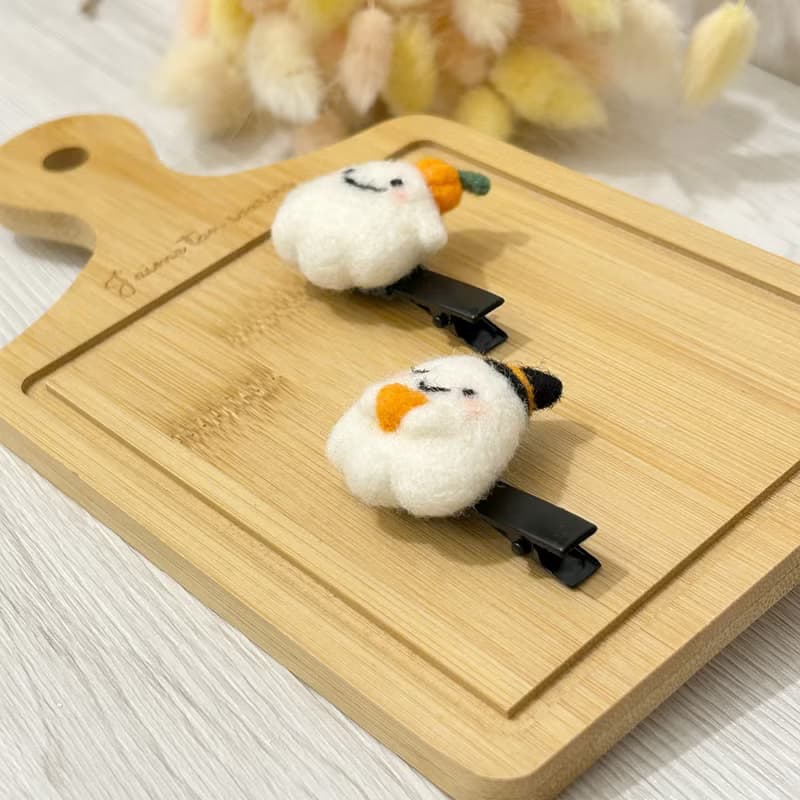 【萬聖節限定】南瓜黑貓幽靈羊毛氈娃娃 鑰匙圈 髮夾 療癒 送禮