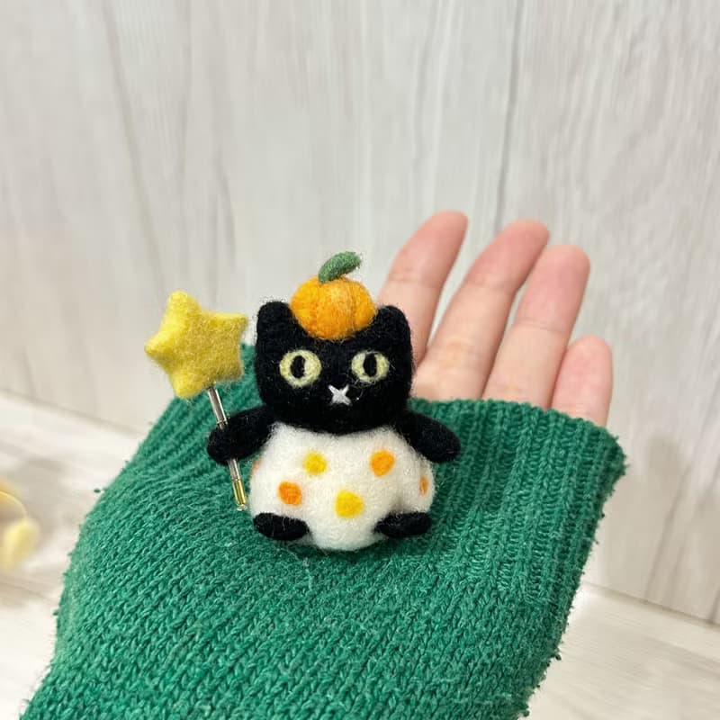 【萬聖節限定】南瓜黑貓幽靈羊毛氈娃娃 鑰匙圈 髮夾 療癒 送禮