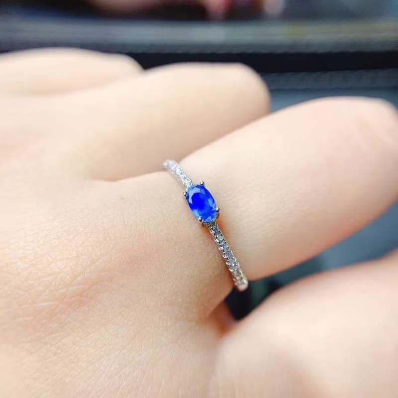 Super Dainty Ring, Blue Opal Ring, Natural Opal Gemstone, Opal Jewelry