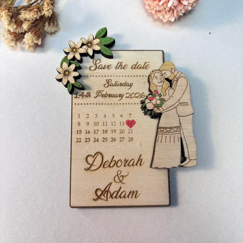 Photo Wooden Card Save The Date – Personalized Wedding Announcement Card