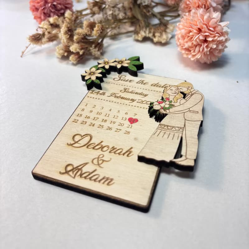 Photo Wooden Card Save The Date – Personalized Wedding Announcement Card