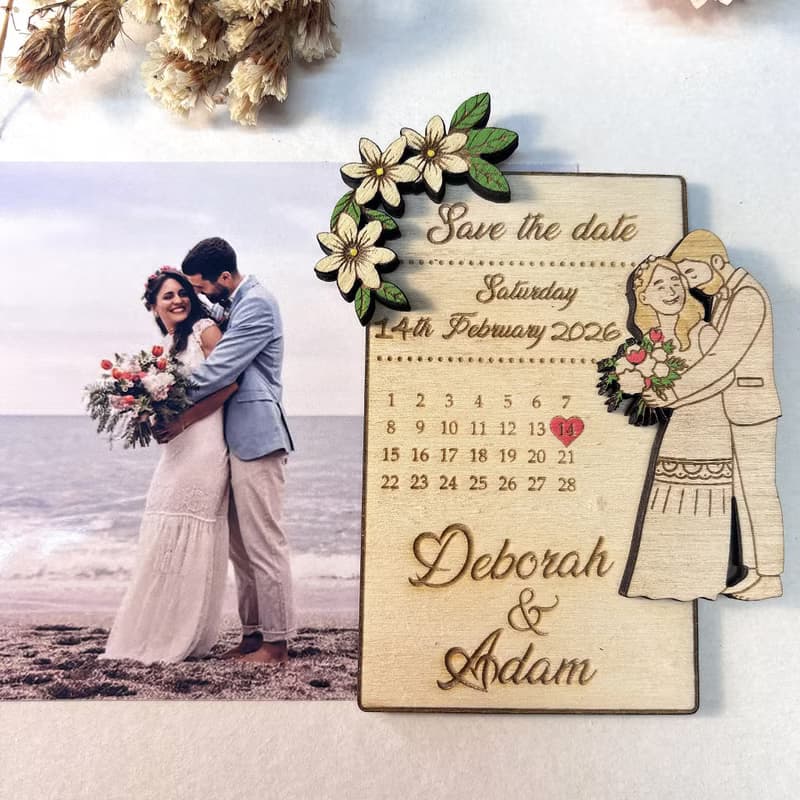 Photo Wooden Card Save The Date – Personalized Wedding Announcement Card