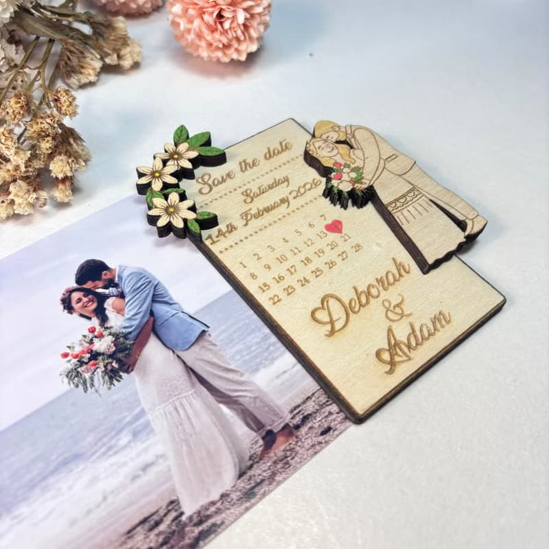 Photo Wooden Card Save The Date – Personalized Wedding Announcement Card