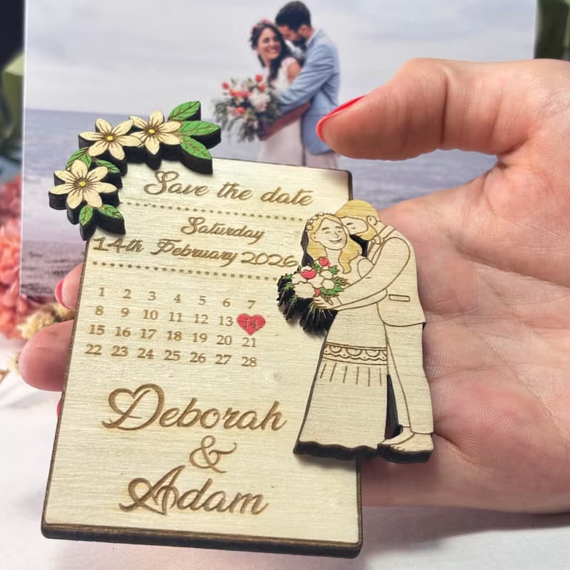 Photo Wooden Card Save The Date – Personalized Wedding Announcement Card