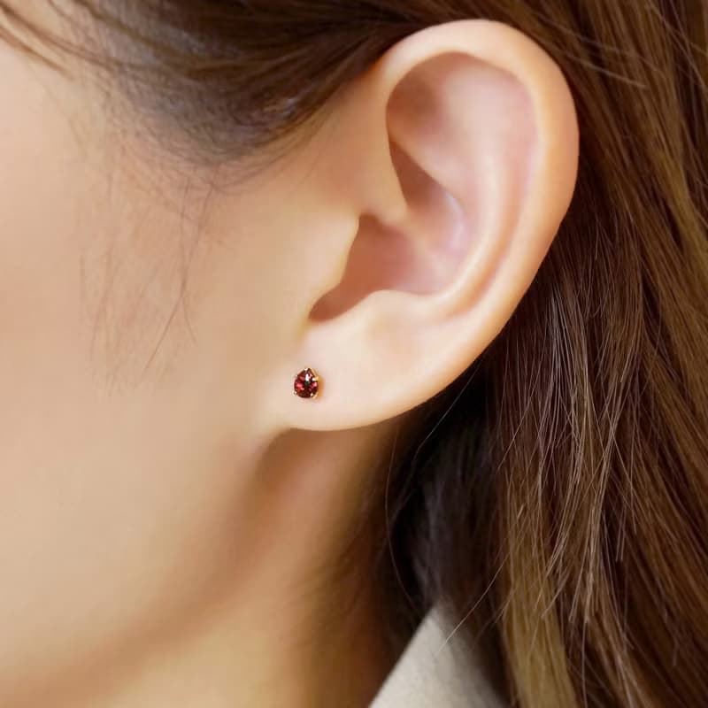 【Second Earrings】 18K 黃金石榴石露珠耳環