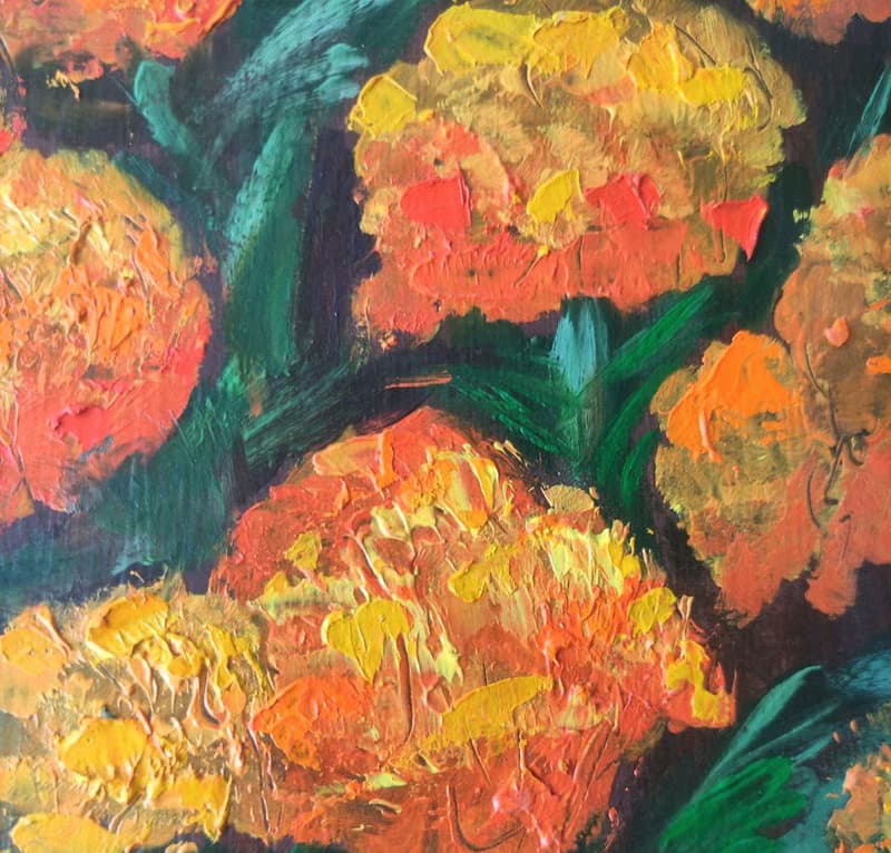 Marigolds Original Art Orange Floral Art Tagetes Oil Painting Bouquet Tagetes