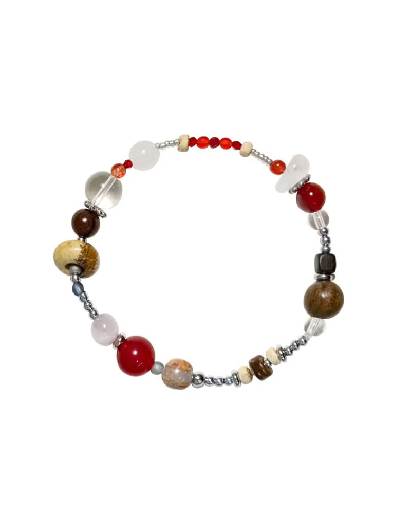 Wood Brick Gemstone Bracelet 050