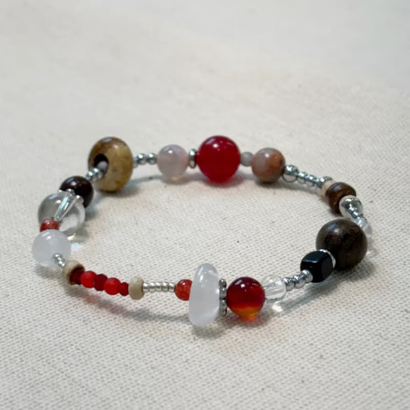 Wood Brick Gemstone Bracelet 050