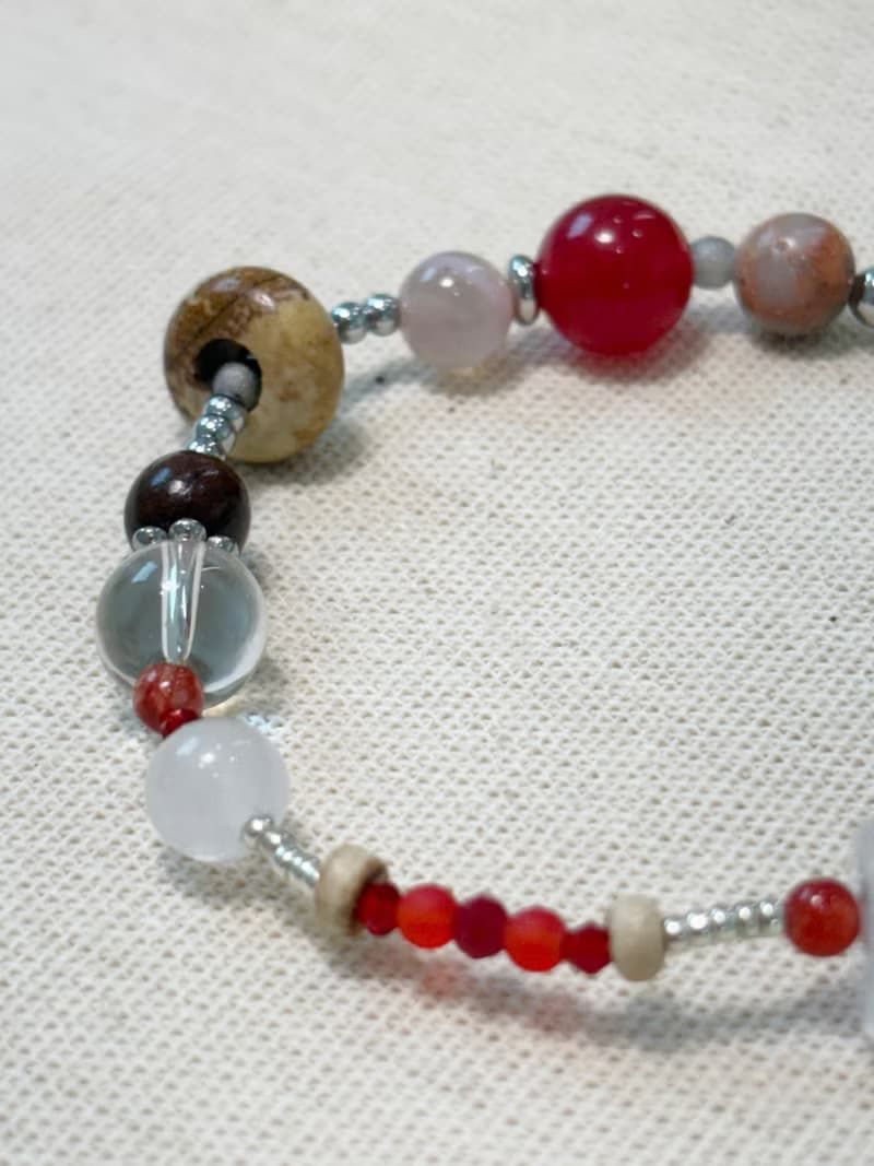 Wood Brick Gemstone Bracelet 050