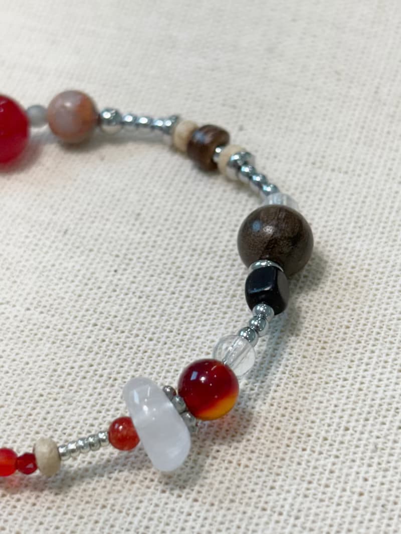 Wood Brick Gemstone Bracelet 050