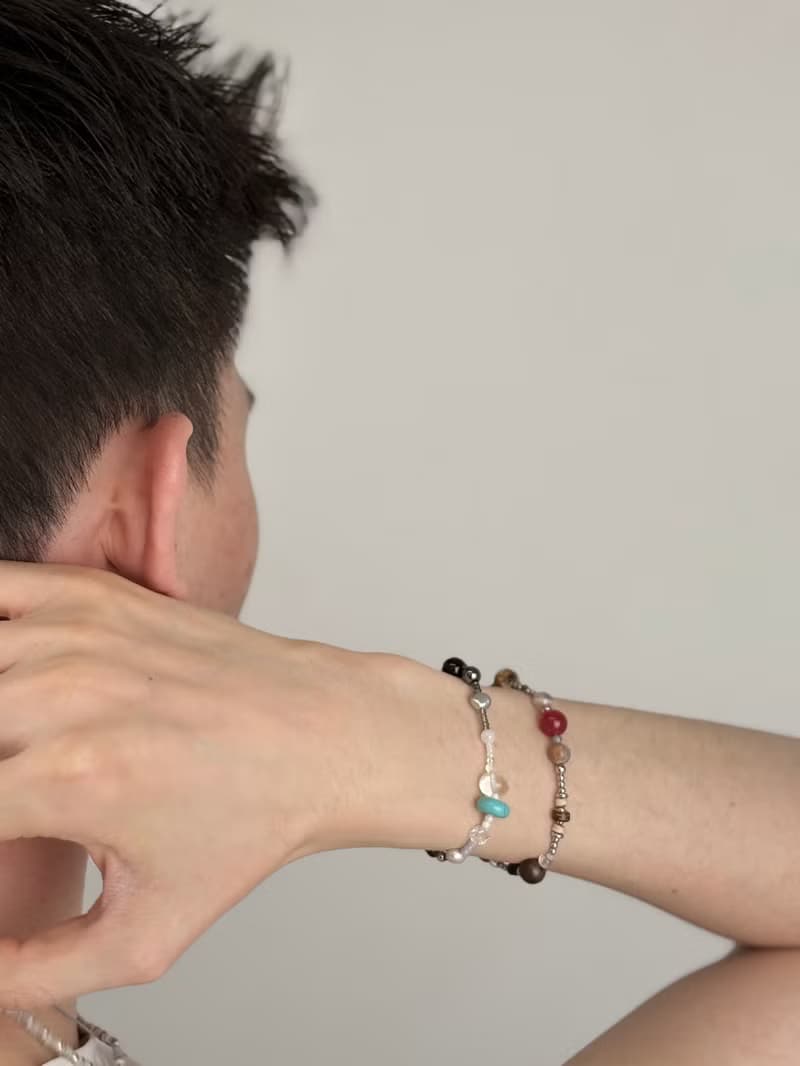 Wood Brick Gemstone Bracelet 050