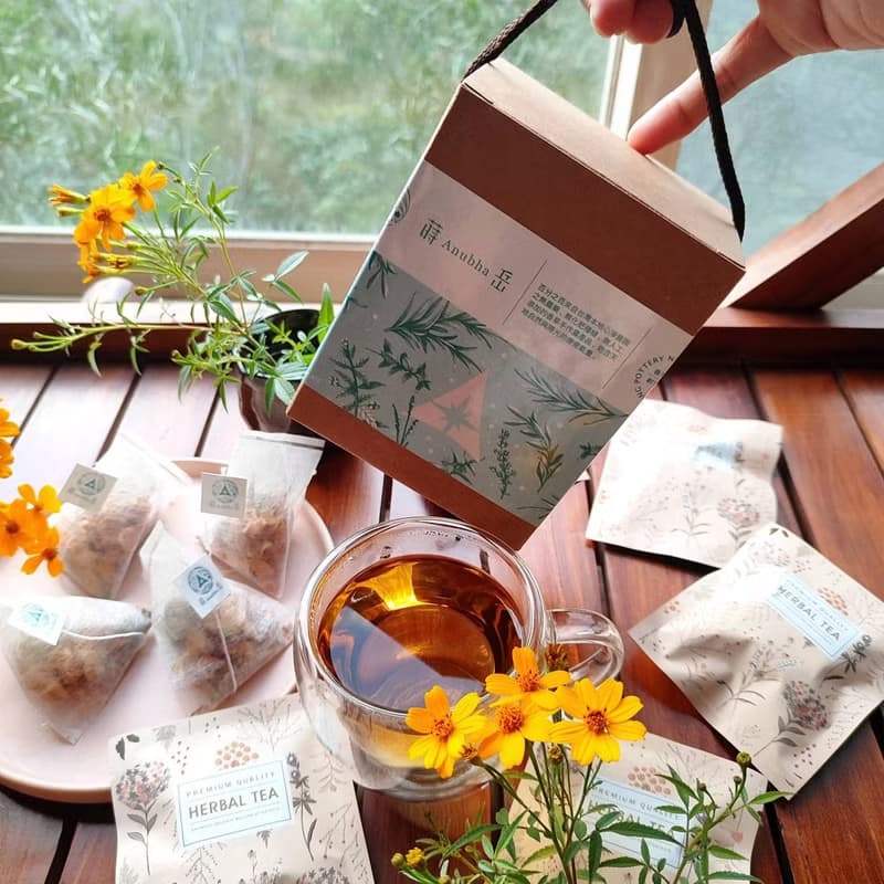 十款無咖啡因香草茶包-含十種口味療癒系花茶組-農園自產無毒香草