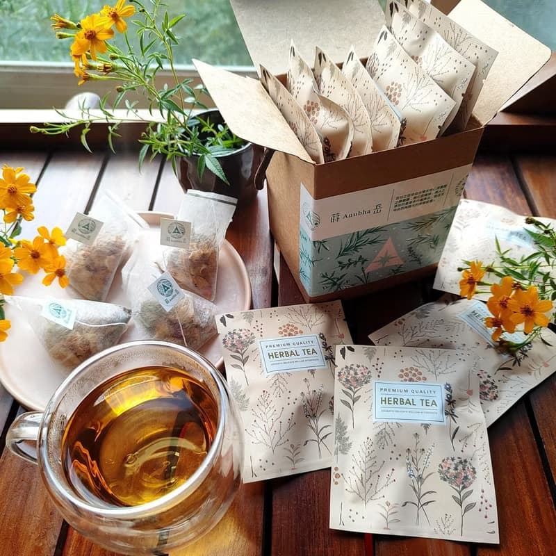 十款無咖啡因香草茶包-含十種口味療癒系花茶組-農園自產無毒香草