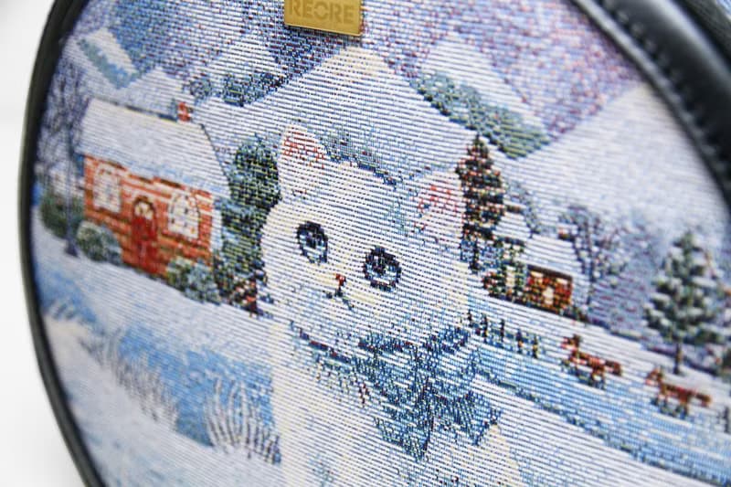 貝殼兩用包  真皮 / 布防潑水 平織緹花 極光波斯貓 阿曼達