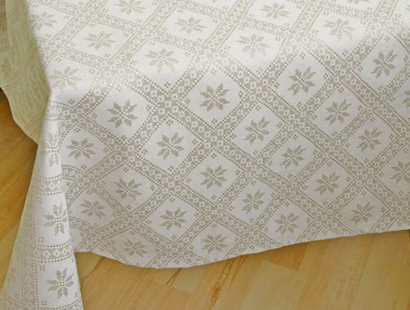 Linen rustic gray ornament tablecloth, gift idea housewarming