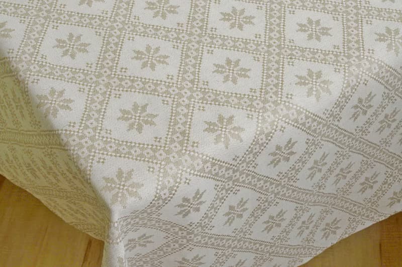 Linen rustic gray ornament tablecloth, gift idea housewarming