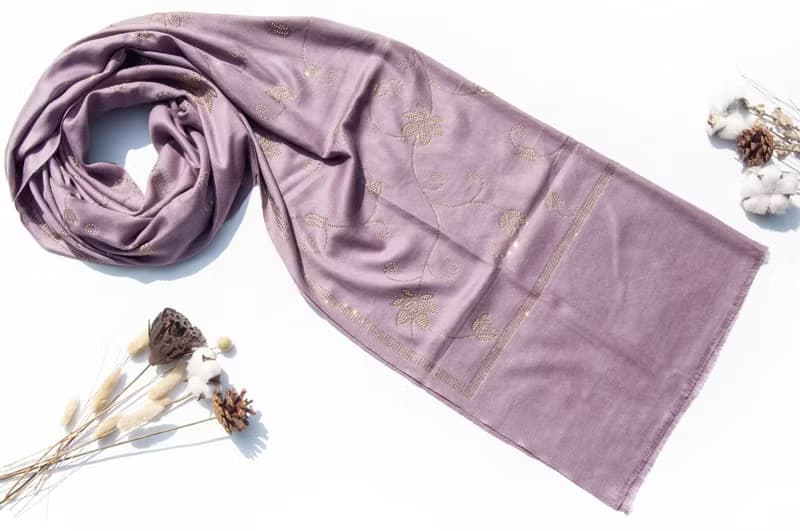 喀什米爾Cashmere 水鑽羊絨圍巾 純羊毛圍巾披巾 戒指絨披肩-星空