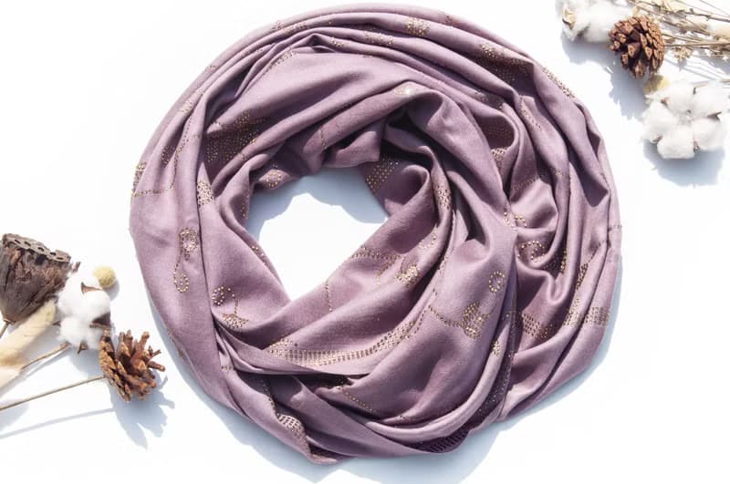 喀什米爾Cashmere 水鑽羊絨圍巾 純羊毛圍巾披巾 戒指絨披肩-星空