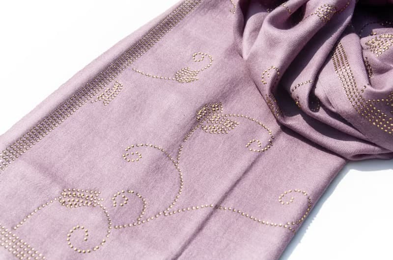 喀什米爾Cashmere 水鑽羊絨圍巾 純羊毛圍巾披巾 戒指絨披肩-星空