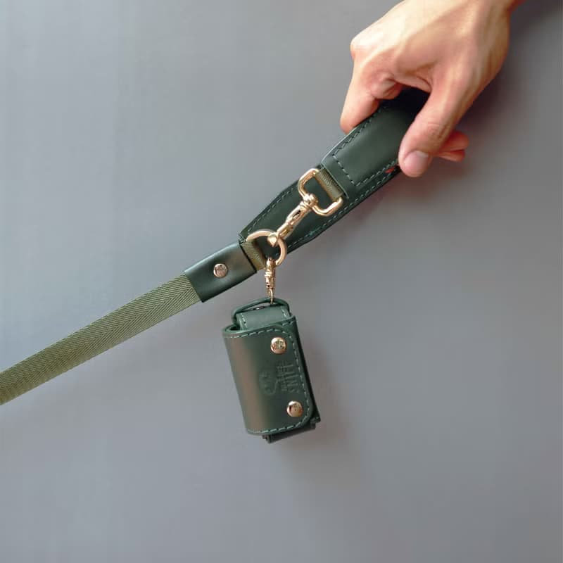 Pet waste bag dispenser, Poop bag holder, Dog Cat backpack, Soft genuine leather