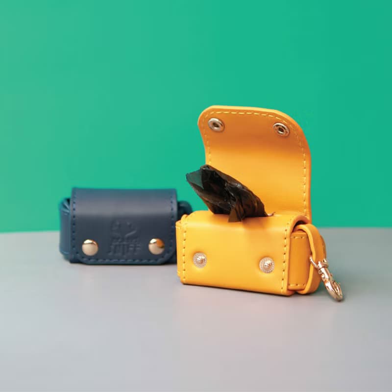 Pet waste bag dispenser, Poop bag holder, Dog Cat backpack, Soft genuine leather