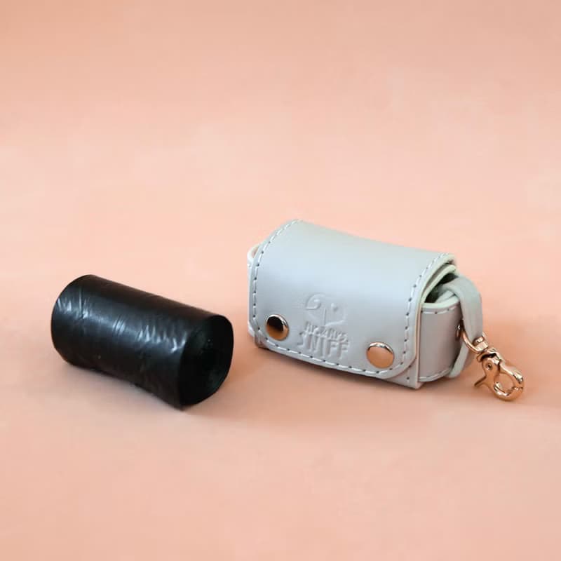 Pet waste bag dispenser, Poop bag holder, Dog Cat backpack, Soft genuine leather