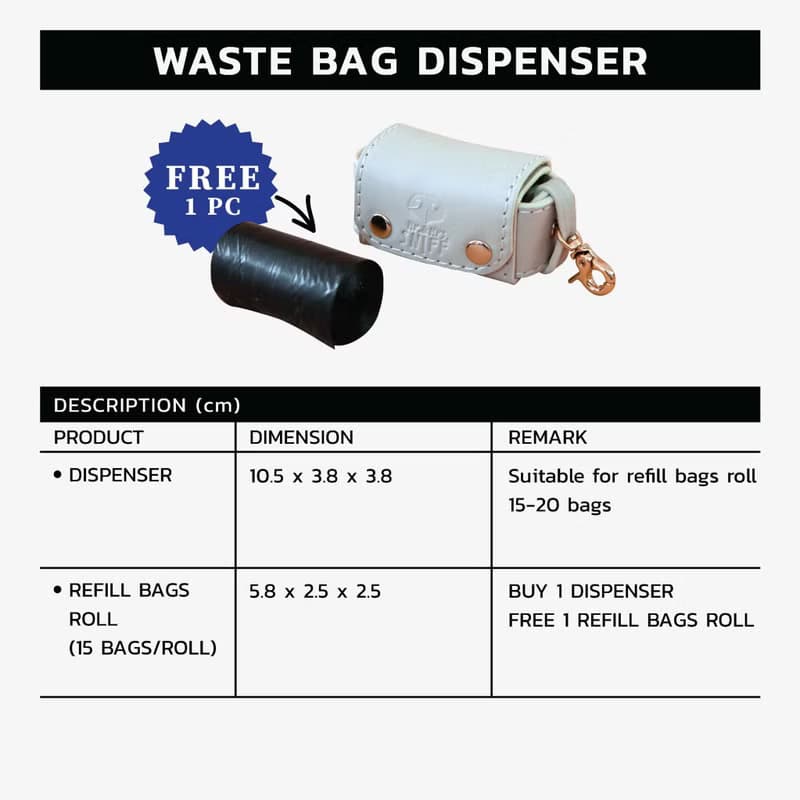 Pet waste bag dispenser, Poop bag holder, Dog Cat backpack, Soft genuine leather