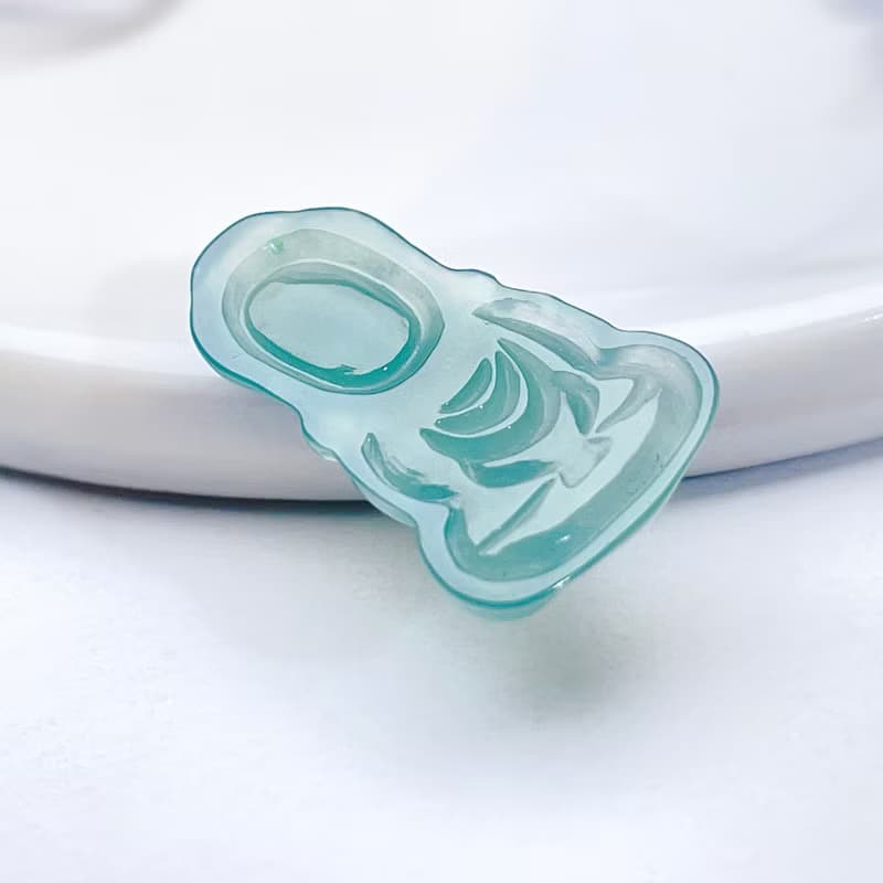 冰藍水翡翠Q版釋迦摩尼佛吊飾 | 天然玉翡翠A貨