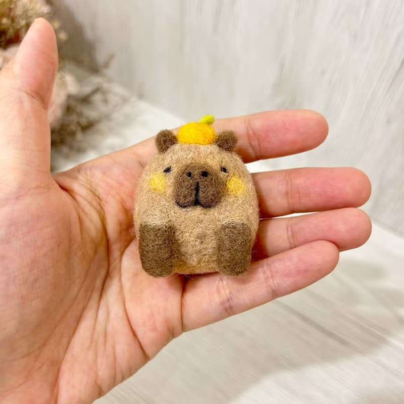 口袋小動物 蘋安小豬 吉祥小水豚 羊毛氈別針 胸針 療癒 送禮