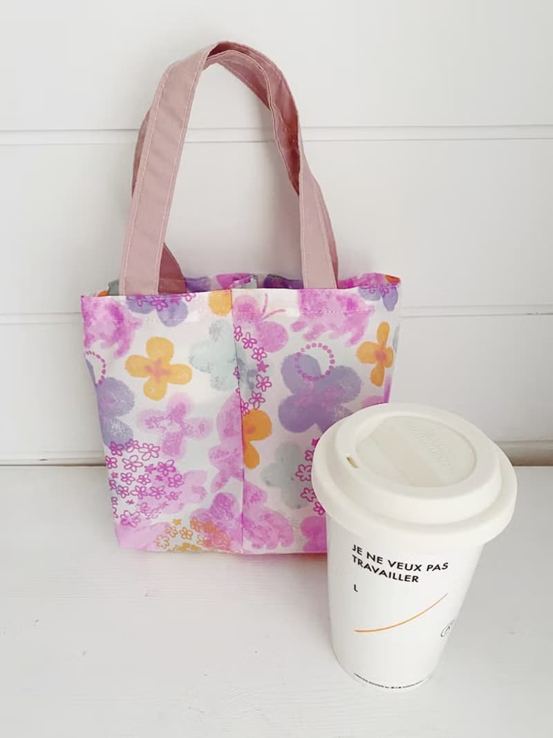 hairmo環保2way雙享杯飲料提袋-蠟筆小花(2色)