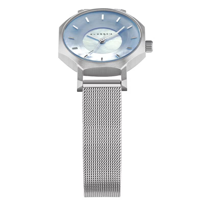 Volare Mother Of Pearl 珍珠粉藍色鋼帶手錶 28mm