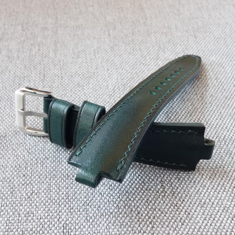 深綠色表帶 適用於Bvlgari Diagono和Aluminium。22x7和22x8公釐