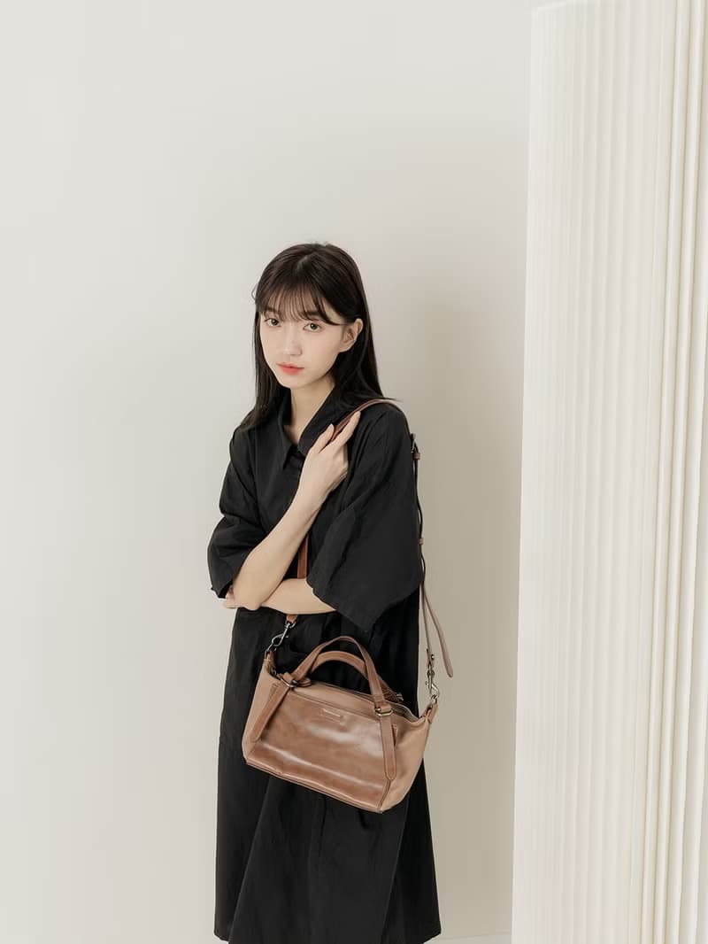 supportingrole 真皮中性多分層休閒手提肩側背包  棕色