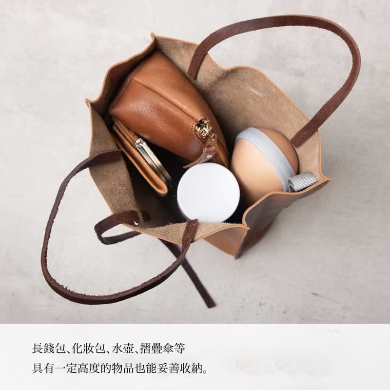環保袋 折疊 女士包 真皮 牛皮 寬底 手提包 耐用 輕量 栃木皮革