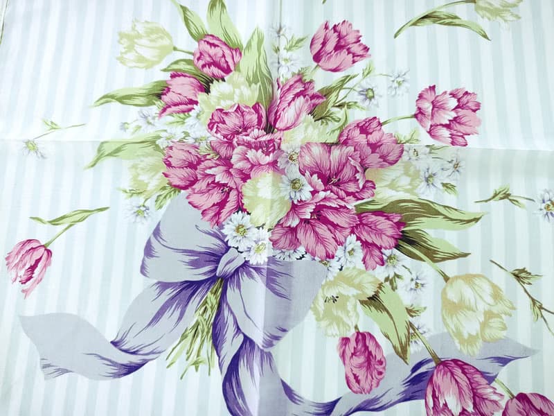 Christian Dior Vintage Handkerchief — Floral Bouquet on Blue 19.5 x 19.5 inches