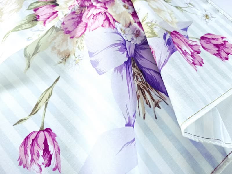 Christian Dior Vintage Handkerchief — Floral Bouquet on Blue 19.5 x 19.5 inches