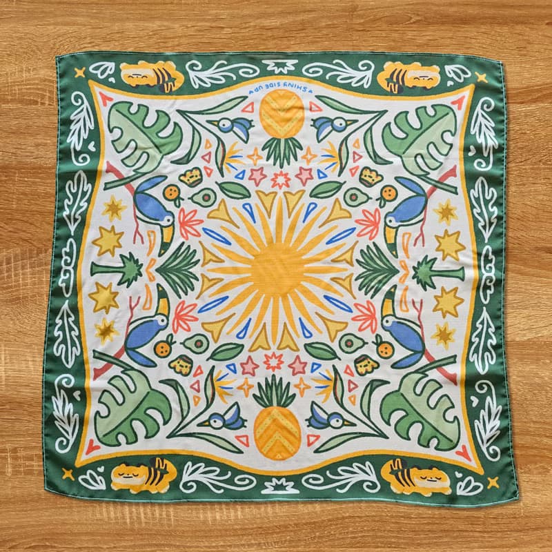 綠熱帶陽光絲巾領巾