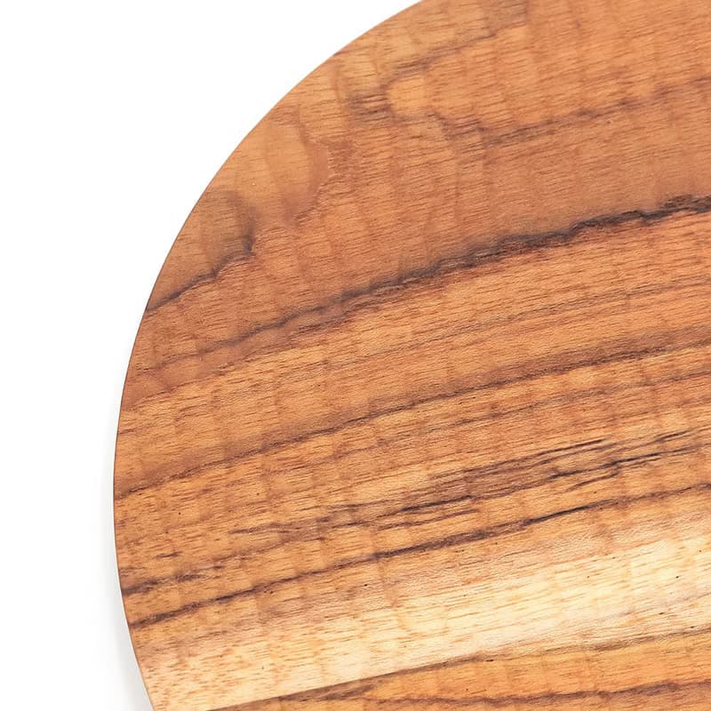 無深度)天然柚木圓型餐盤S號-波點款│22cm不上漆原木製 露營野