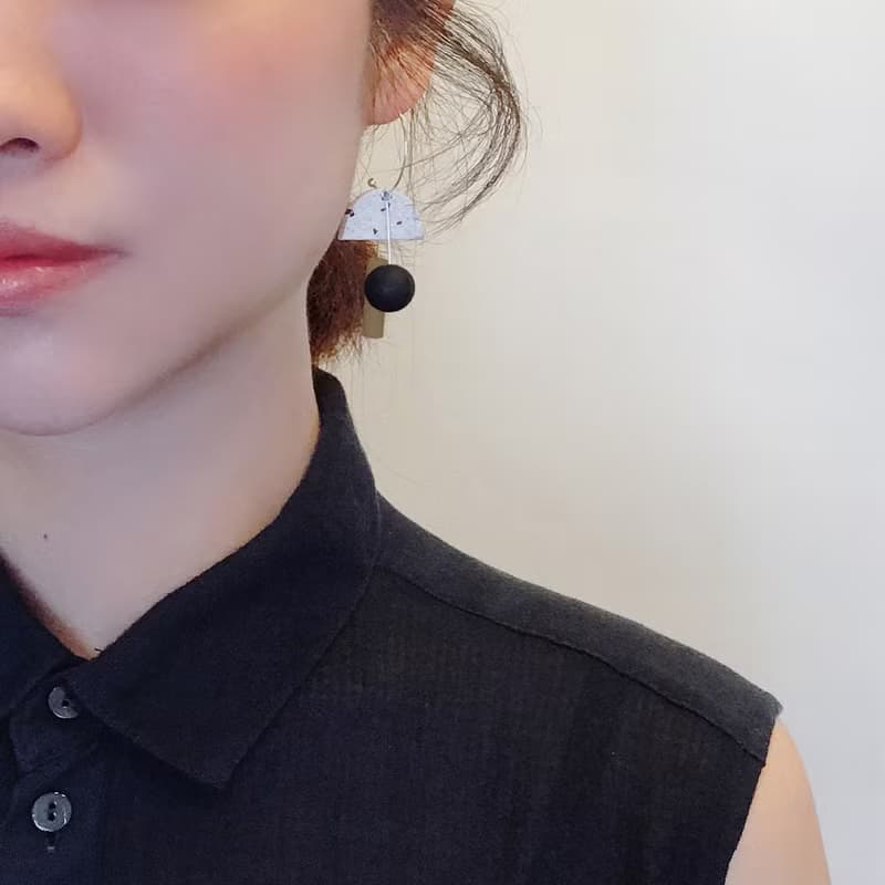 Everly 原創設計 手工軟陶 幾何925純銀 耳環 耳夾 polymer clay