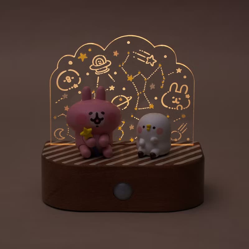 【卡娜赫拉的小動物】P助與粉紅兔兔星空 壁掛 感應燈 鑰匙收納