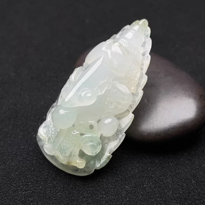 【一葉暴富】冰種飄綠翡翠青蛙葉子吊飾 | 天然緬甸翡翠A貨|送禮