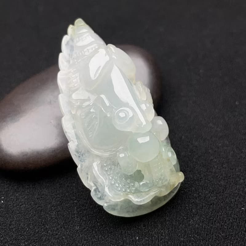 【一葉暴富】冰種飄綠翡翠青蛙葉子吊飾 | 天然緬甸翡翠A貨|送禮