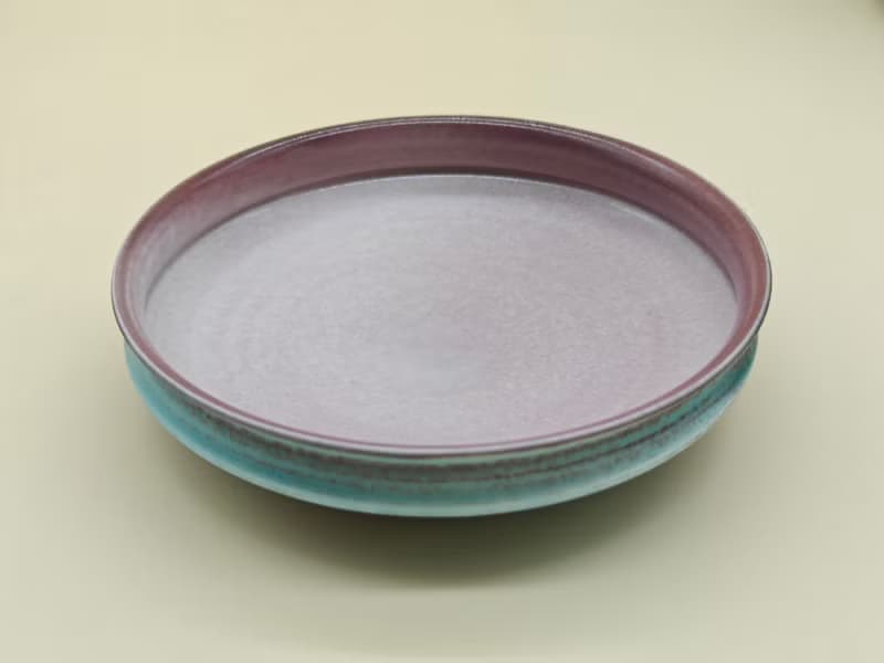 創意冰裂釉陶瓷圓盤家用沙拉盤湯菜盤純色盤子復古麻點盤子餐具