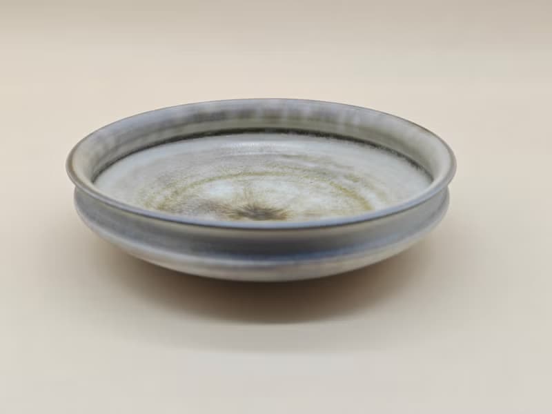 創意冰裂釉陶瓷圓盤家用沙拉盤湯菜盤純色盤子復古麻點盤子餐具