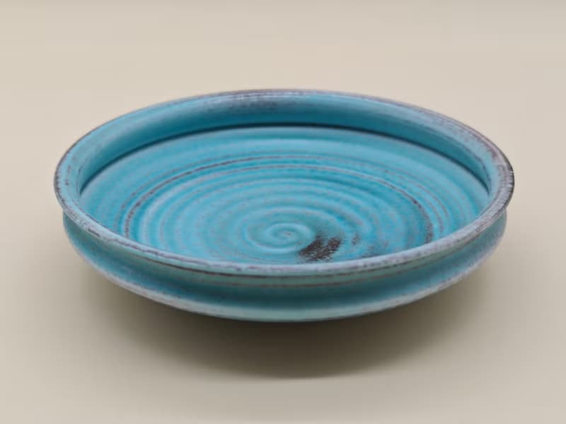 創意冰裂釉陶瓷圓盤家用沙拉盤湯菜盤純色盤子復古麻點盤子餐具