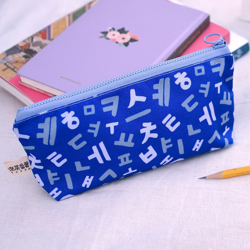 【萬用拉鍊袋_中】文具袋_韓國韓字_瓷器翡