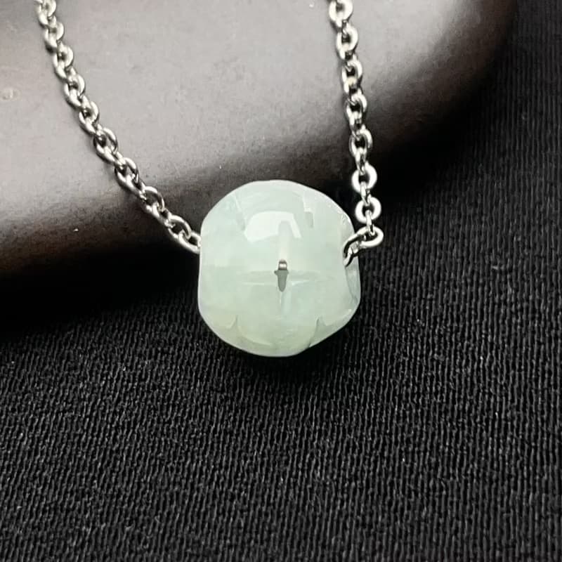 糯綠翡翠雕花珠項鍊 | 天然緬甸玉翡翠A貨| 送禮
