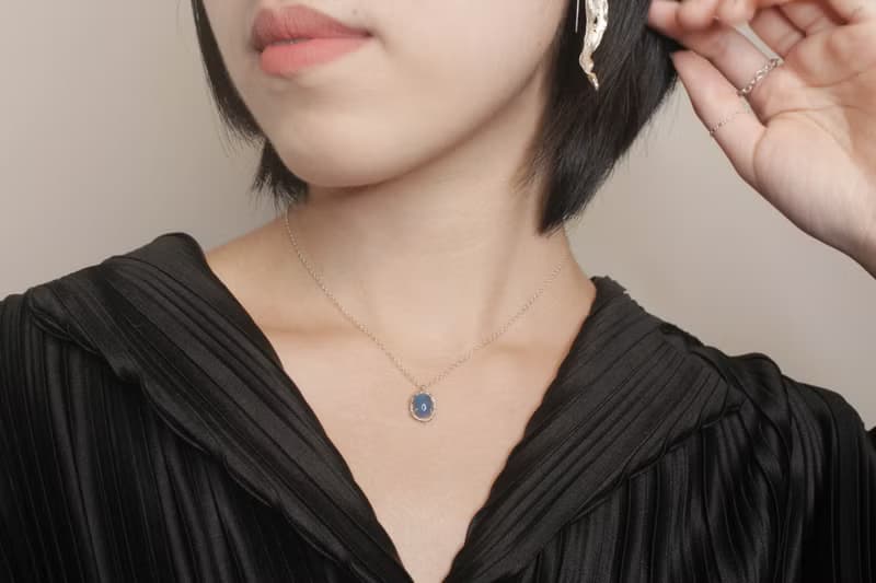 蓋亞的結晶  純銀手工項鍊 粉晶/藍玉髓 簡單麻花圈 (共粉藍兩色)
