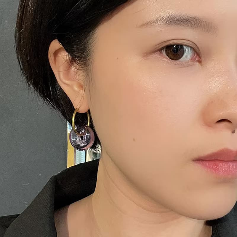 玻璃泡泡_黃銅耳環_甜甜圈(不可改夾)