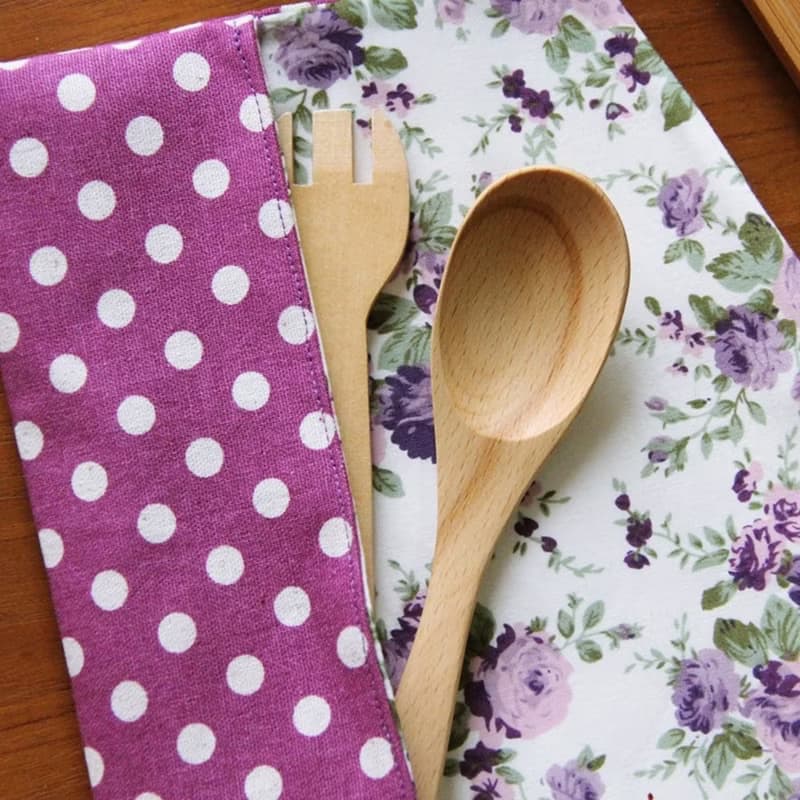 文青風環保筷袋 ~傾訴花情 柔嫩紫 收納包.環保筷袋.手作餐具袋